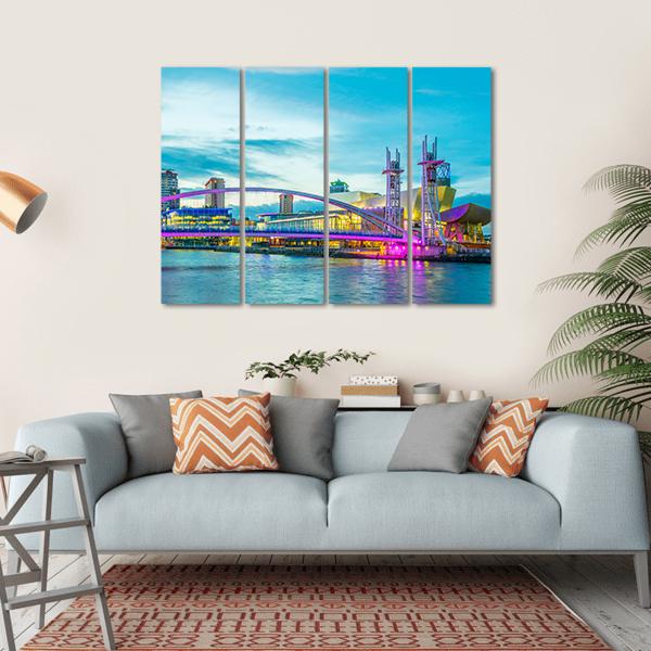 View Of The Lowry Theater In Manchester Canvas Wall Art-4 Horizontal-Gallery Wrap-34" x 24"-Tiaracle