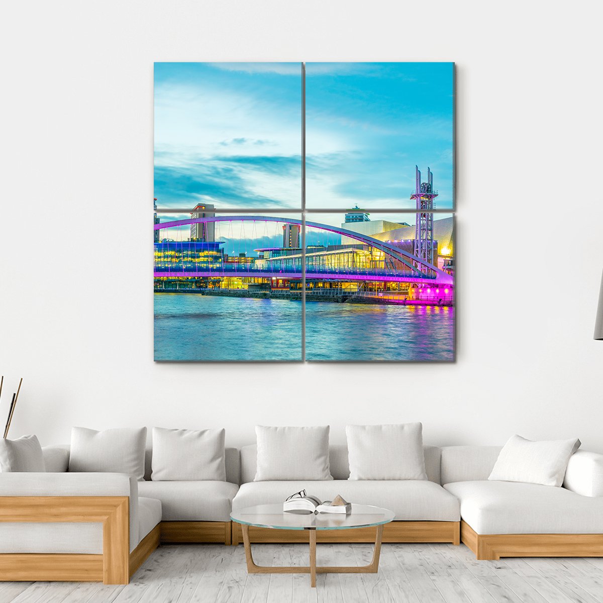 View Of The Lowry Theater In Manchester Canvas Wall Art-4 Square-Gallery Wrap-17" x 17"-Tiaracle
