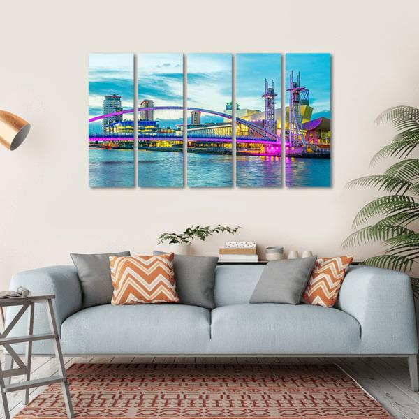 View Of The Lowry Theater In Manchester Canvas Wall Art-5 Horizontal-Gallery Wrap-22" x 12"-Tiaracle