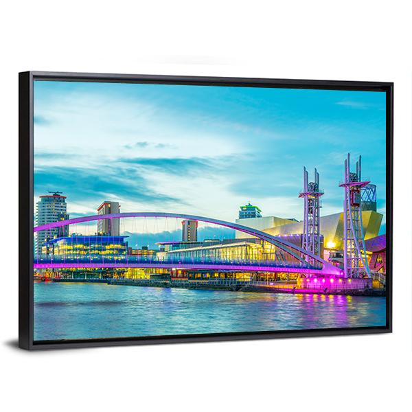View Of The Lowry Theater In Manchester Canvas Wall Art-3 Horizontal-Gallery Wrap-25" x 16"-Tiaracle