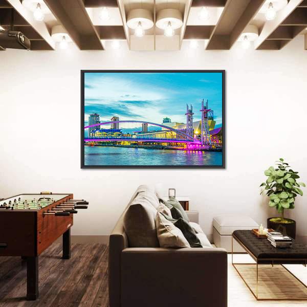View Of The Lowry Theater In Manchester Canvas Wall Art-5 Horizontal-Gallery Wrap-22" x 12"-Tiaracle