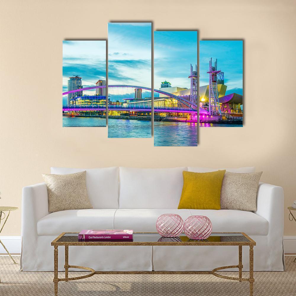 View Of The Lowry Theater In Manchester Canvas Wall Art-4 Pop-Gallery Wrap-50" x 32"-Tiaracle