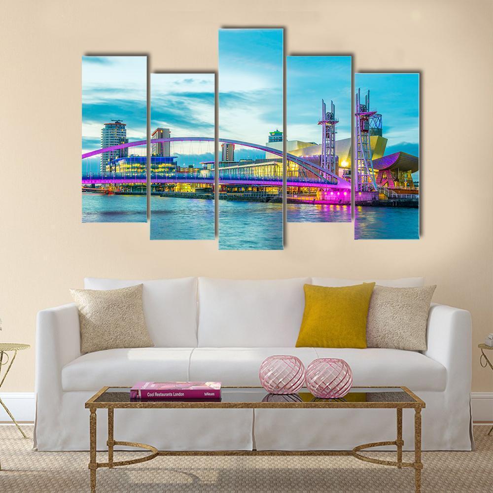 View Of The Lowry Theater In Manchester Canvas Wall Art-5 Pop-Gallery Wrap-47" x 32"-Tiaracle