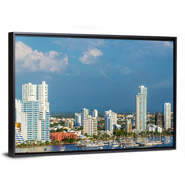 View Of The Marina And Tall Apartment Buildings Canvas Wall Art-3 Horizontal-Gallery Wrap-25" x 16"-Tiaracle