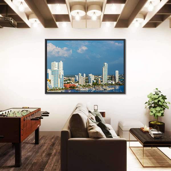 View Of The Marina And Tall Apartment Buildings Canvas Wall Art-3 Horizontal-Gallery Wrap-25" x 16"-Tiaracle