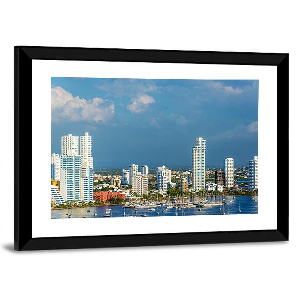 View Of The Marina And Tall Apartment Buildings Canvas Wall Art-3 Horizontal-Gallery Wrap-25" x 16"-Tiaracle
