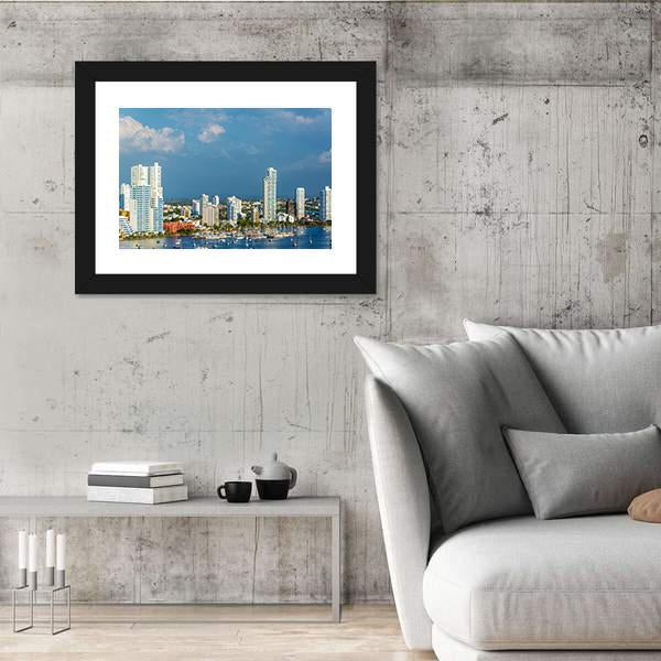 View Of The Marina And Tall Apartment Buildings Canvas Wall Art-3 Horizontal-Gallery Wrap-25" x 16"-Tiaracle