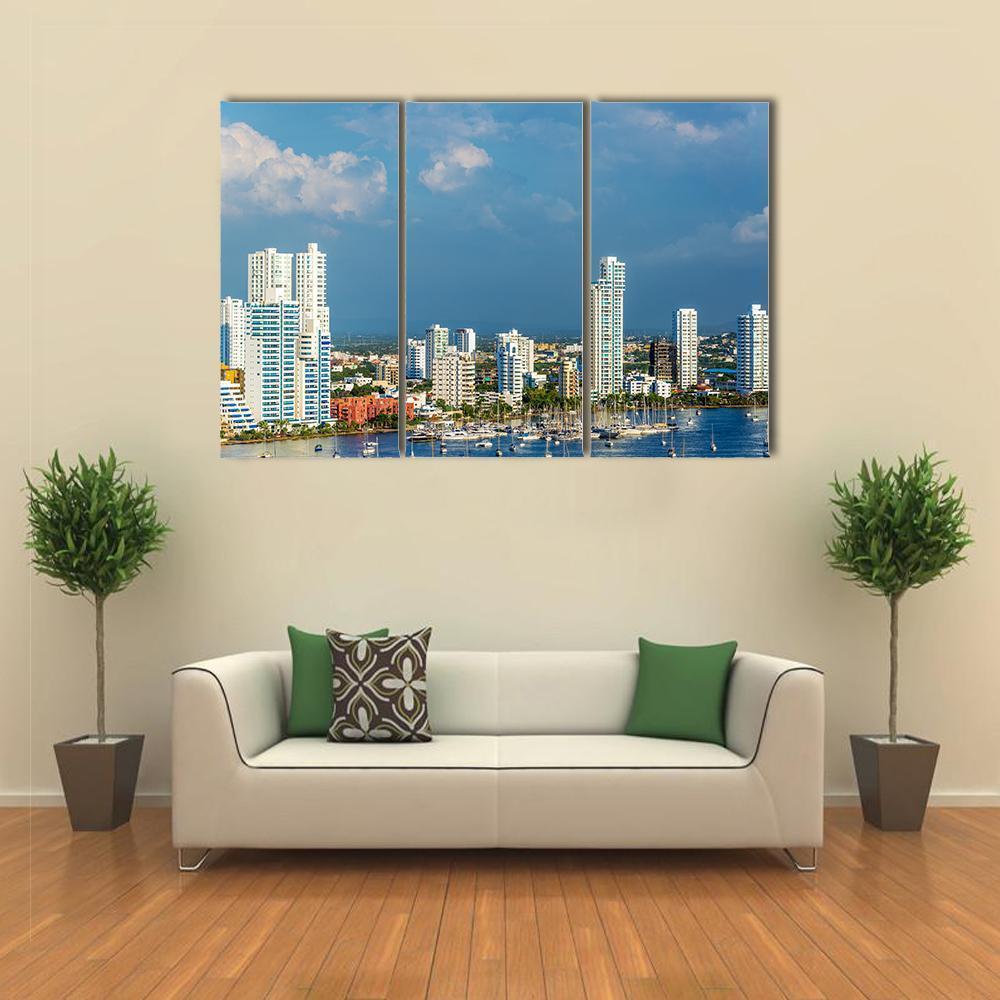 View Of The Marina And Tall Apartment Buildings Canvas Wall Art-3 Horizontal-Gallery Wrap-37" x 24"-Tiaracle