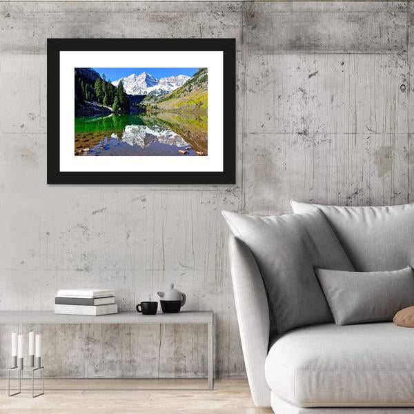View Of The Maroon Bells During Foliage Season Canvas Wall Art-5 Horizontal-Gallery Wrap-22" x 12"-Tiaracle