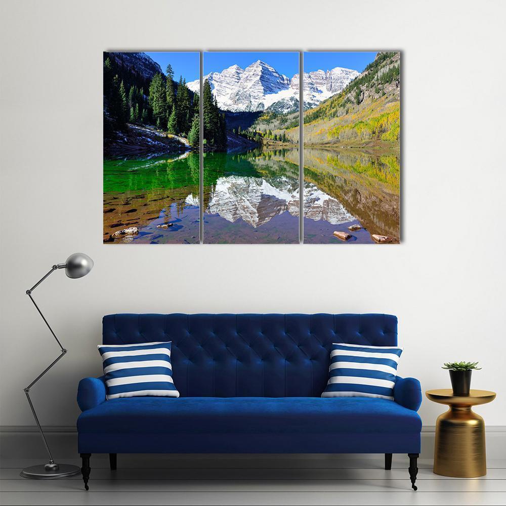View Of The Maroon Bells During Foliage Season Canvas Wall Art-3 Horizontal-Gallery Wrap-37" x 24"-Tiaracle