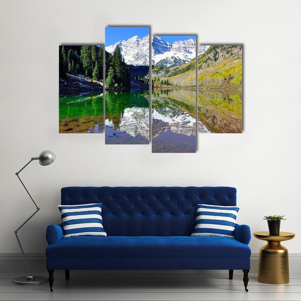 View Of The Maroon Bells During Foliage Season Canvas Wall Art-3 Horizontal-Gallery Wrap-25" x 16"-Tiaracle