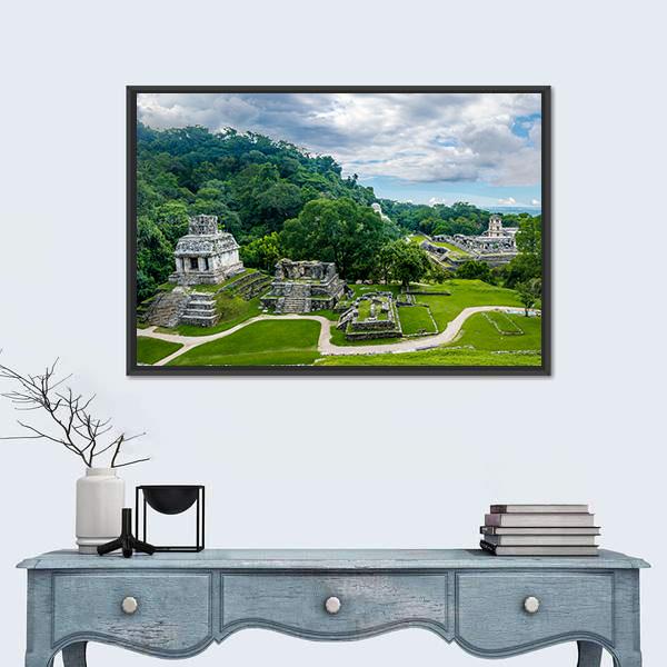 View Of The Mayan Ruins Of Palenque Canvas Wall Art-1 Piece-Floating Frame-24" x 16"-Tiaracle