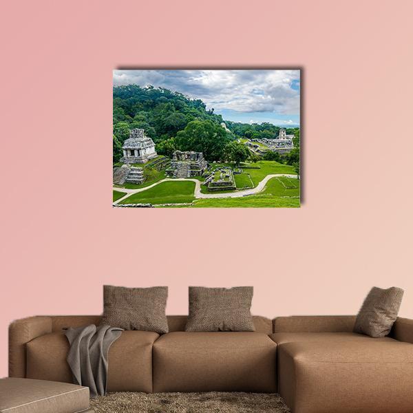 View Of The Mayan Ruins Of Palenque Canvas Wall Art-1 Piece-Gallery Wrap-48" x 32"-Tiaracle