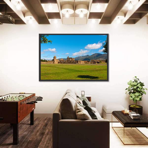 View Of The Medieval Fortress In Roses Canvas Wall Art-3 Horizontal-Gallery Wrap-25" x 16"-Tiaracle