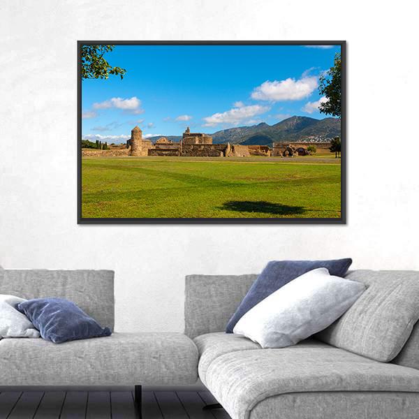 View Of The Medieval Fortress In Roses Canvas Wall Art-3 Horizontal-Gallery Wrap-25" x 16"-Tiaracle