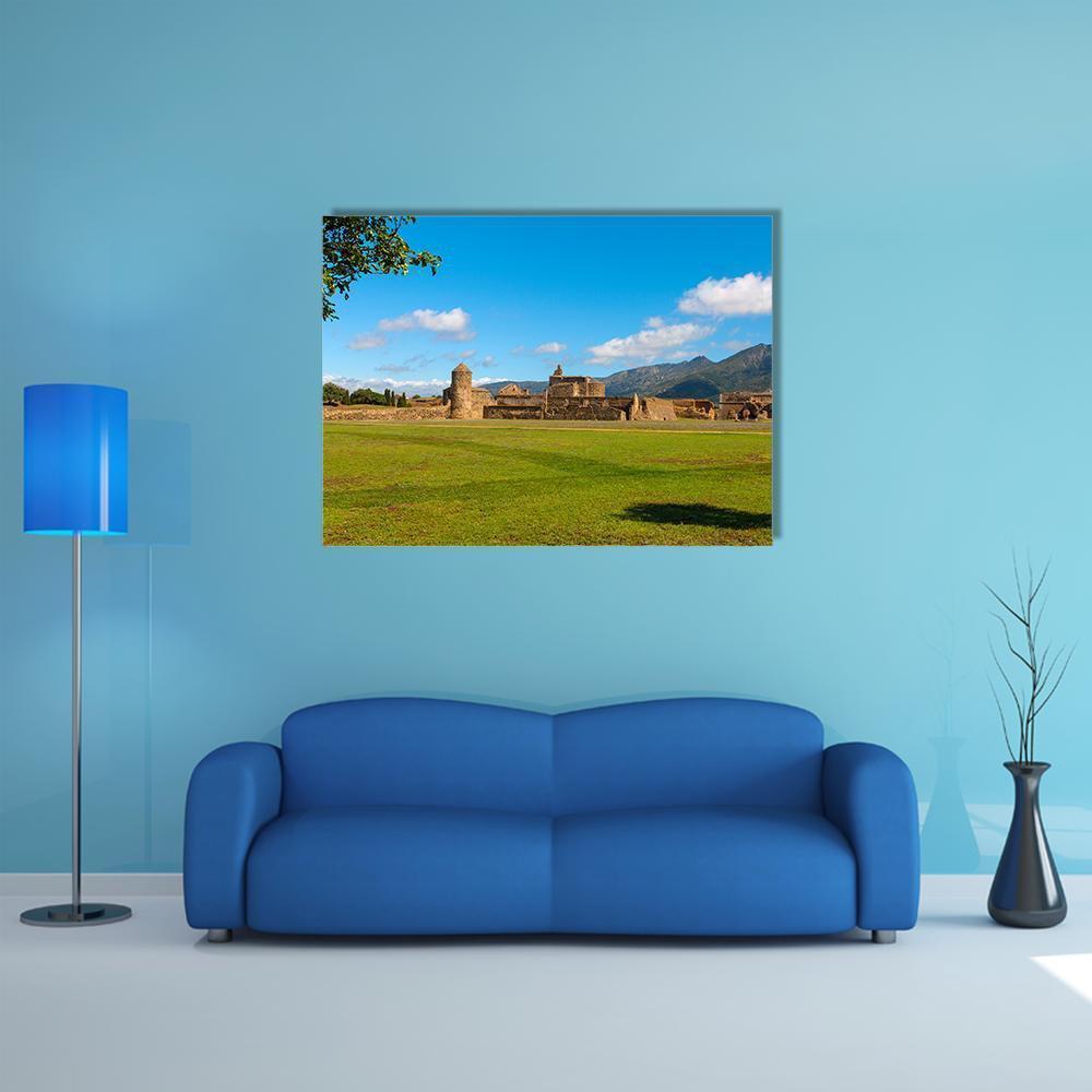 View Of The Medieval Fortress In Roses Canvas Wall Art-5 Star-Gallery Wrap-62" x 32"-Tiaracle