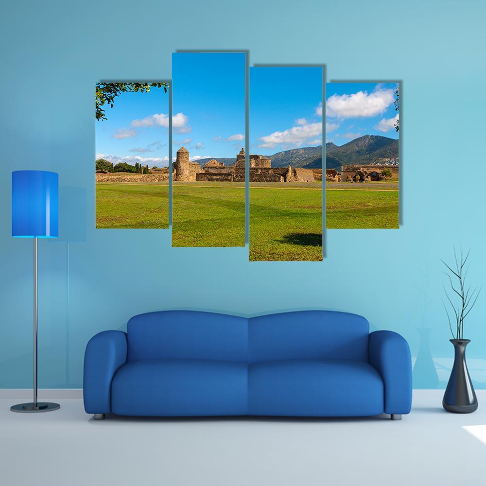 View Of The Medieval Fortress In Roses Canvas Wall Art-4 Pop-Gallery Wrap-50" x 32"-Tiaracle