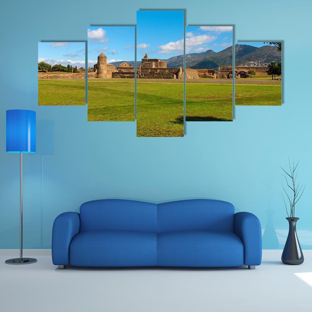 View Of The Medieval Fortress In Roses Canvas Wall Art-5 Star-Gallery Wrap-62" x 32"-Tiaracle