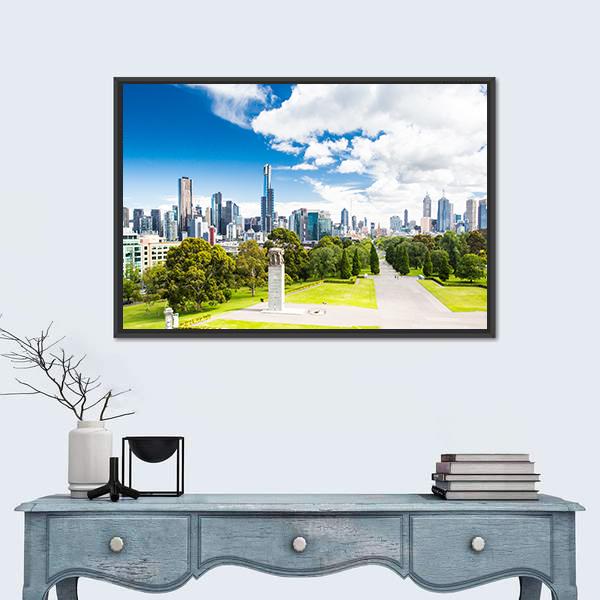 View Of The Melbourne City Canvas Wall Art-1 Piece-Floating Frame-24" x 16"-Tiaracle