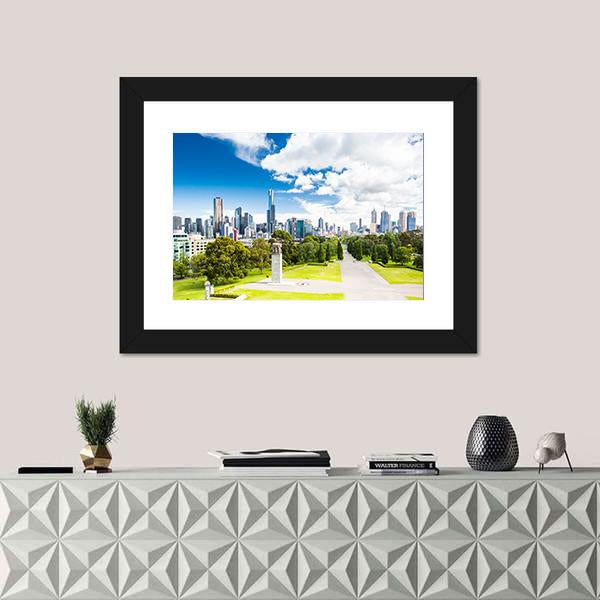 View Of The Melbourne City Canvas Wall Art-1 Piece-Framed Print-20" x 16"-Tiaracle