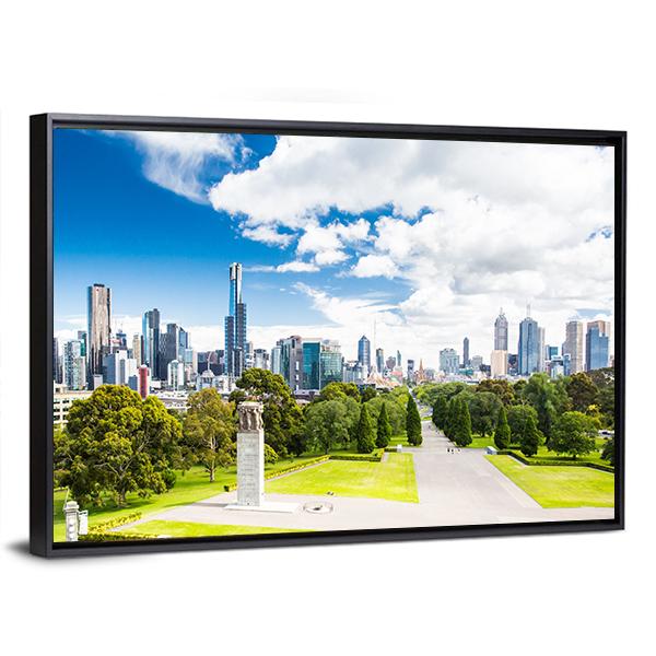 View Of The Melbourne City Canvas Wall Art-3 Horizontal-Gallery Wrap-25" x 16"-Tiaracle