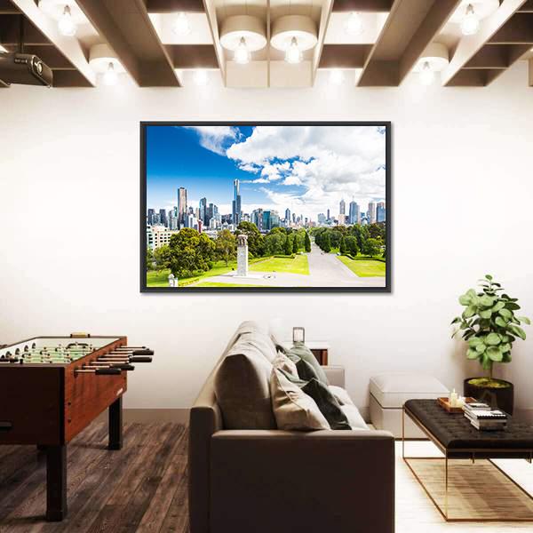 View Of The Melbourne City Canvas Wall Art-3 Horizontal-Gallery Wrap-25" x 16"-Tiaracle