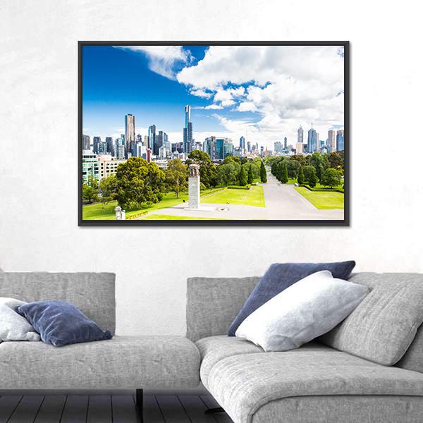 View Of The Melbourne City Canvas Wall Art-3 Horizontal-Gallery Wrap-25" x 16"-Tiaracle