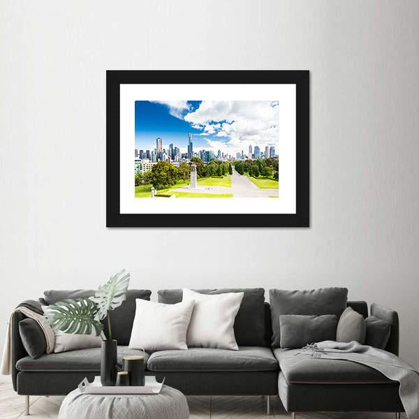 View Of The Melbourne City Canvas Wall Art-3 Horizontal-Gallery Wrap-25" x 16"-Tiaracle