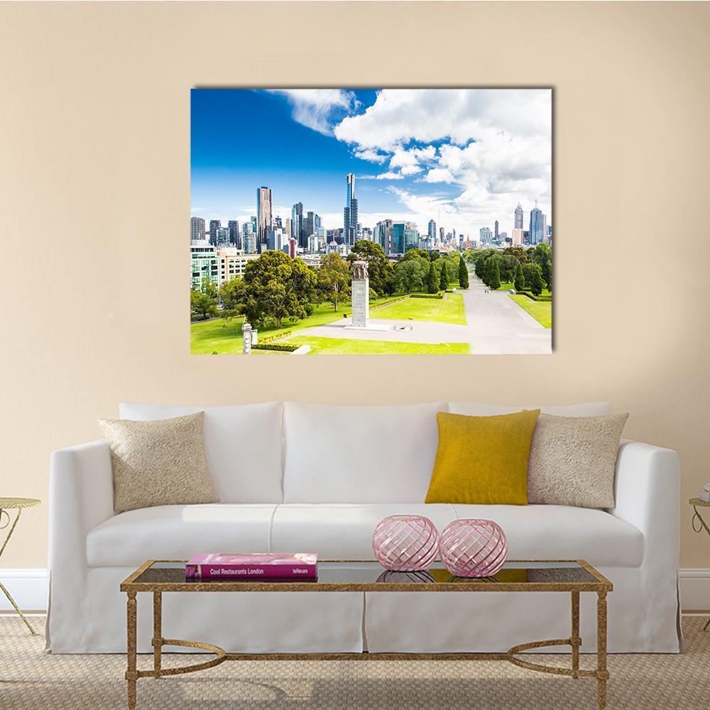 View Of The Melbourne City Canvas Wall Art-1 Piece-Gallery Wrap-48" x 32"-Tiaracle