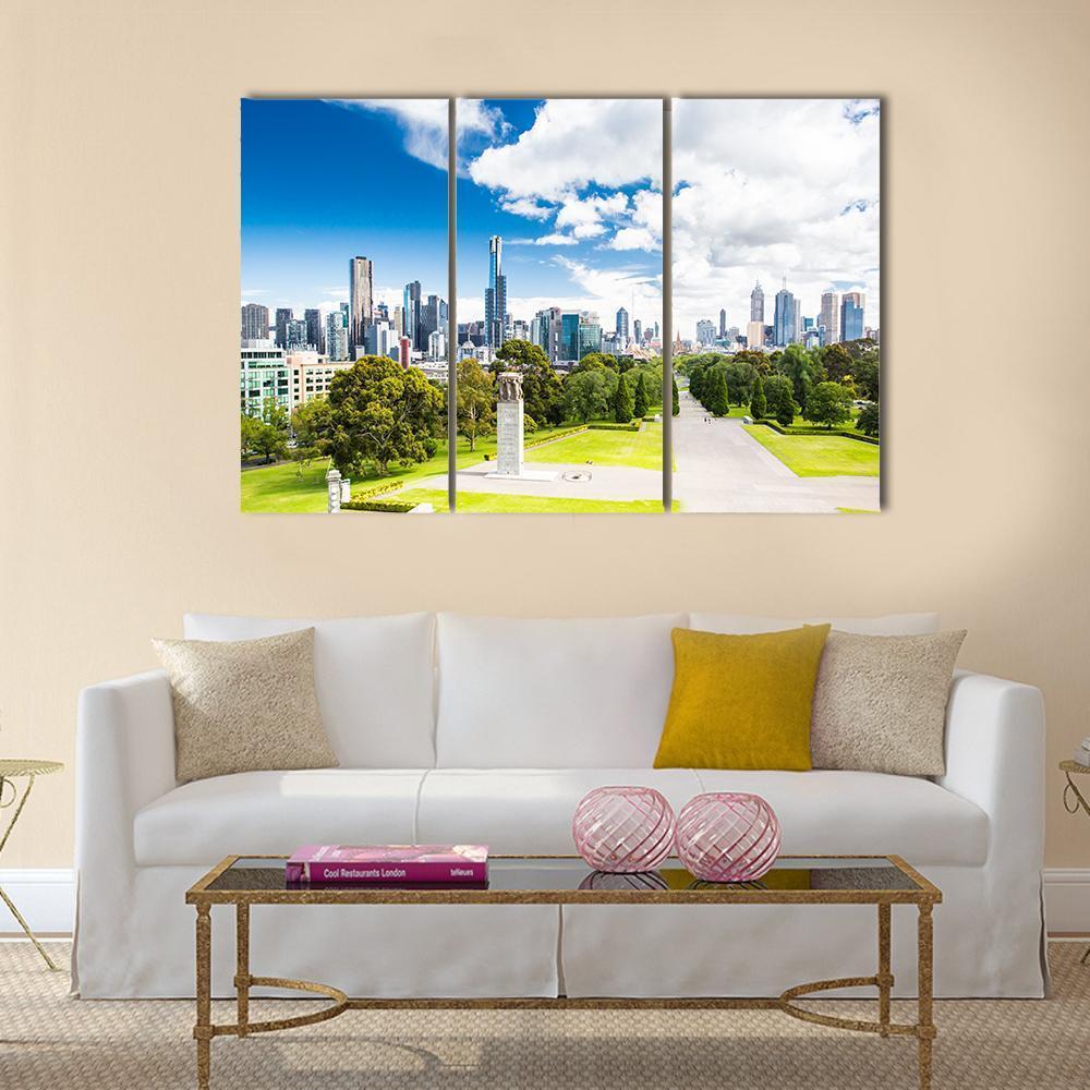 View Of The Melbourne City Canvas Wall Art-3 Horizontal-Gallery Wrap-37" x 24"-Tiaracle