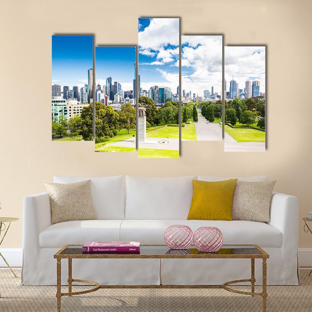 View Of The Melbourne City Canvas Wall Art-5 Pop-Gallery Wrap-47" x 32"-Tiaracle