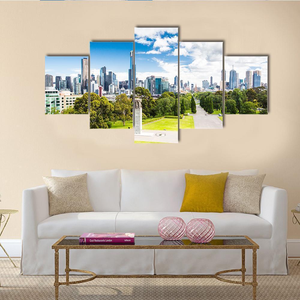 View Of The Melbourne City Canvas Wall Art-4 Pop-Gallery Wrap-50" x 32"-Tiaracle