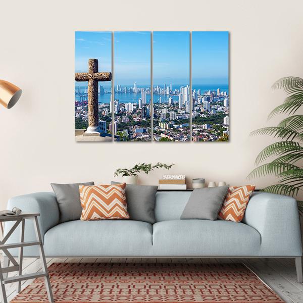 View Of The Modern Part Of Cartagena Canvas Wall Art-4 Horizontal-Gallery Wrap-34" x 24"-Tiaracle
