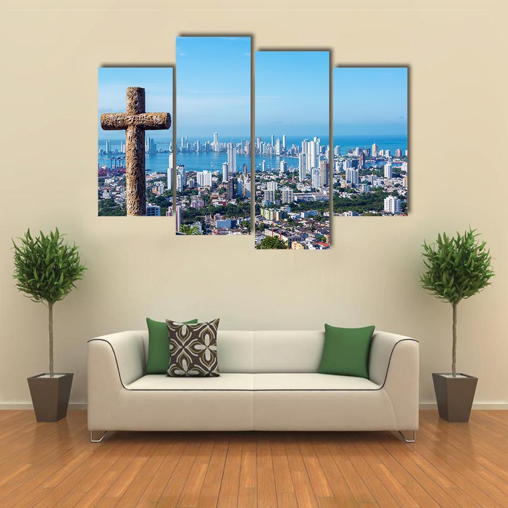 View Of The Modern Part Of Cartagena Canvas Wall Art-4 Pop-Gallery Wrap-50" x 32"-Tiaracle