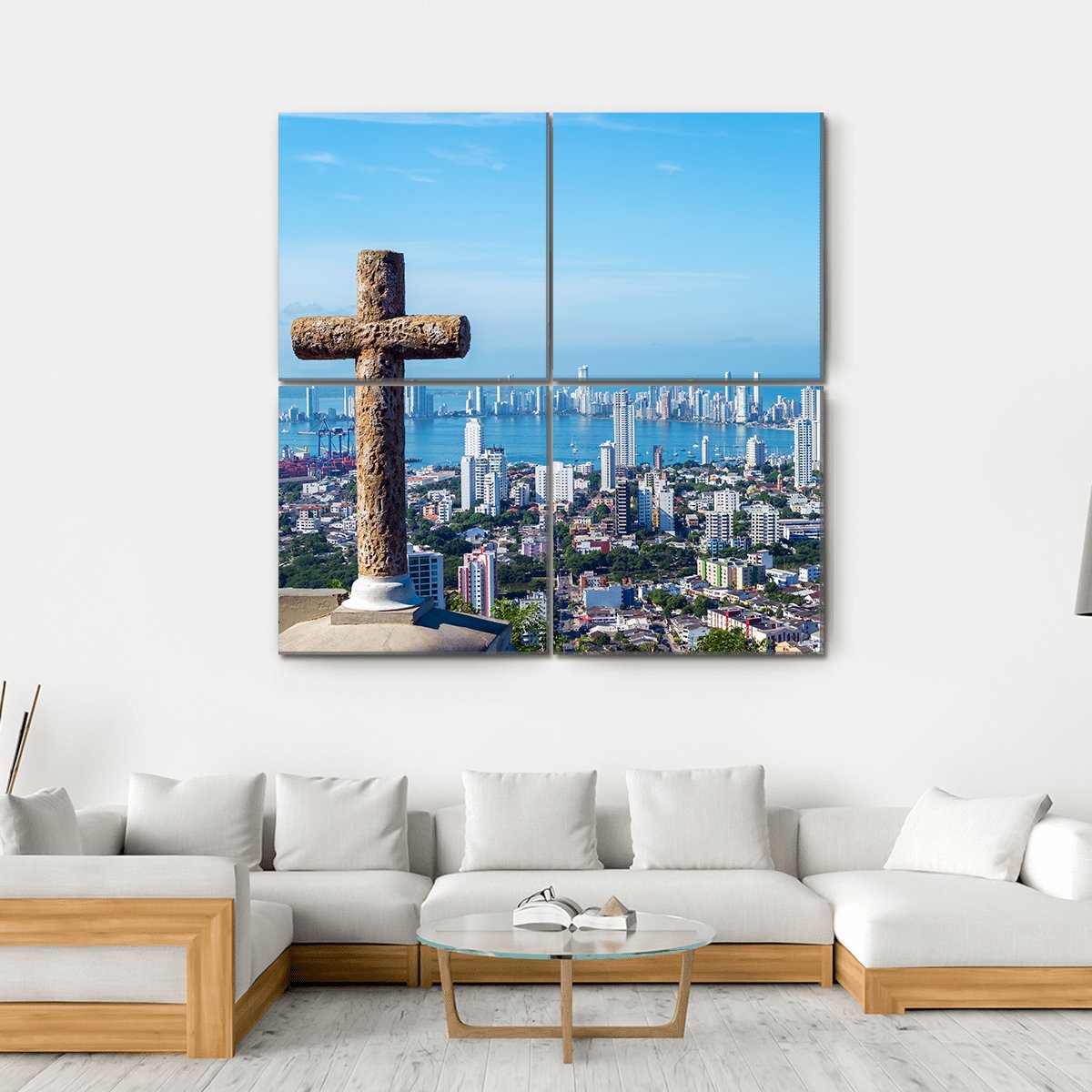 View Of The Modern Part Of Cartagena Canvas Wall Art-4 Square-Gallery Wrap-17" x 17"-Tiaracle