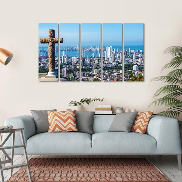 View Of The Modern Part Of Cartagena Canvas Wall Art-5 Horizontal-Gallery Wrap-22" x 12"-Tiaracle