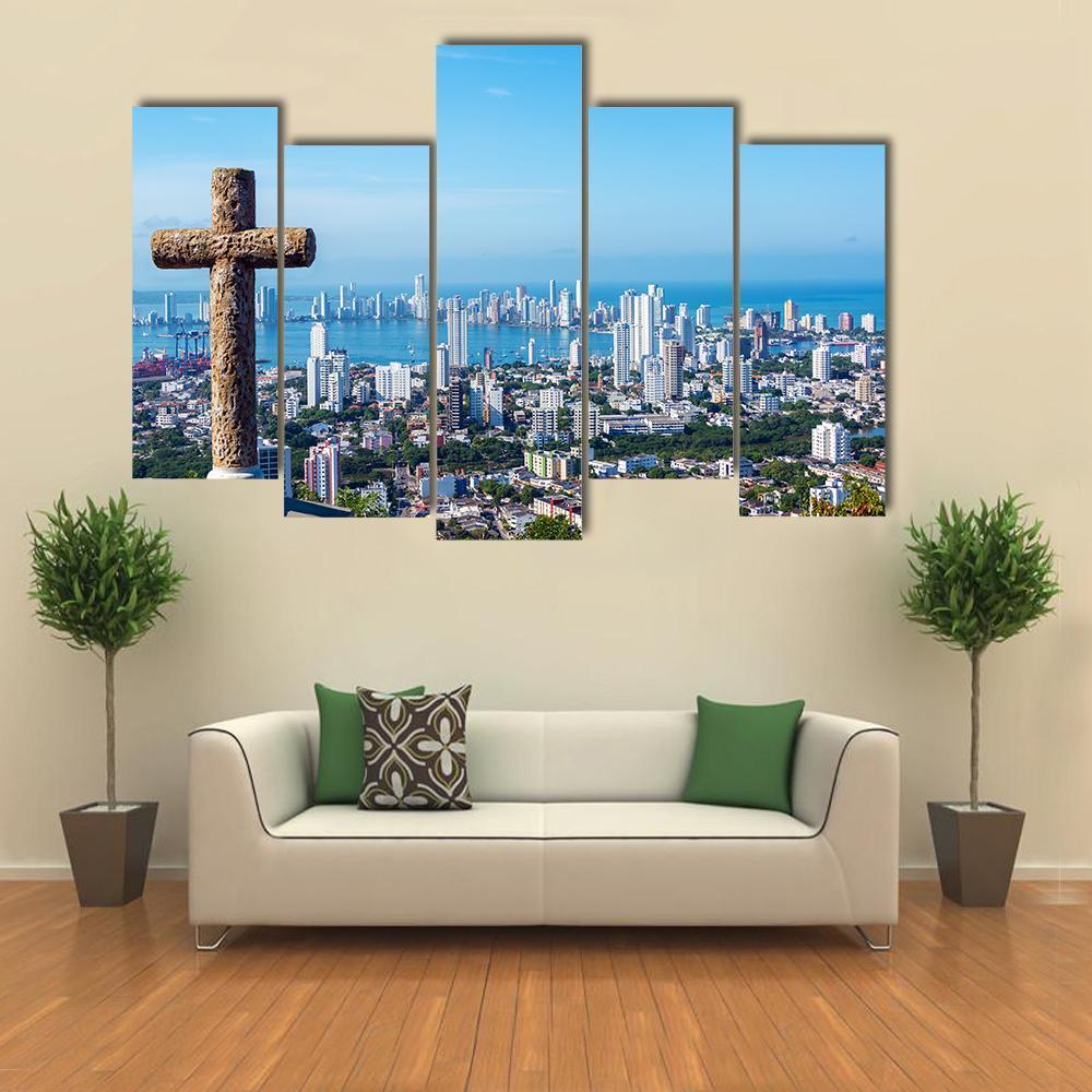 View Of The Modern Part Of Cartagena Canvas Wall Art-5 Pop-Gallery Wrap-47" x 32"-Tiaracle