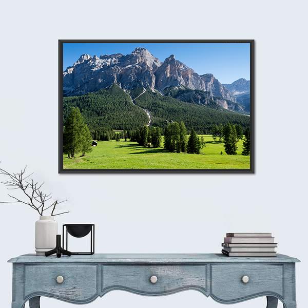 View Of The Mount Of Alta Badia Canvas Wall Art-1 Piece-Floating Frame-24" x 16"-Tiaracle