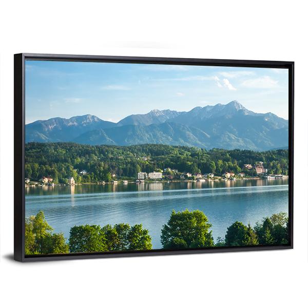View Of The Mountain Lake In Austria Canvas Wall Art-3 Horizontal-Gallery Wrap-25" x 16"-Tiaracle