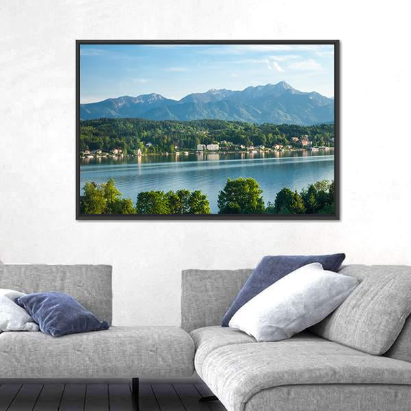 View Of The Mountain Lake In Austria Canvas Wall Art-3 Horizontal-Gallery Wrap-25" x 16"-Tiaracle