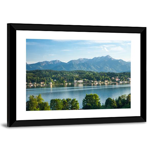 View Of The Mountain Lake In Austria Canvas Wall Art-3 Horizontal-Gallery Wrap-25" x 16"-Tiaracle