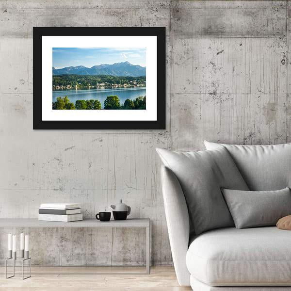 View Of The Mountain Lake In Austria Canvas Wall Art-3 Horizontal-Gallery Wrap-25" x 16"-Tiaracle