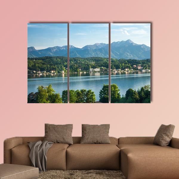View Of The Mountain Lake In Austria Canvas Wall Art-3 Horizontal-Gallery Wrap-37" x 24"-Tiaracle