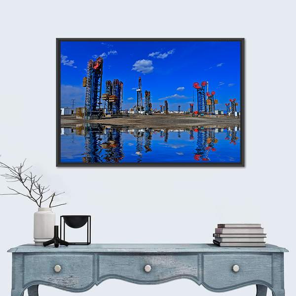 View Of The Oil Pump Canvas Wall Art-1 Piece-Floating Frame-24" x 16"-Tiaracle