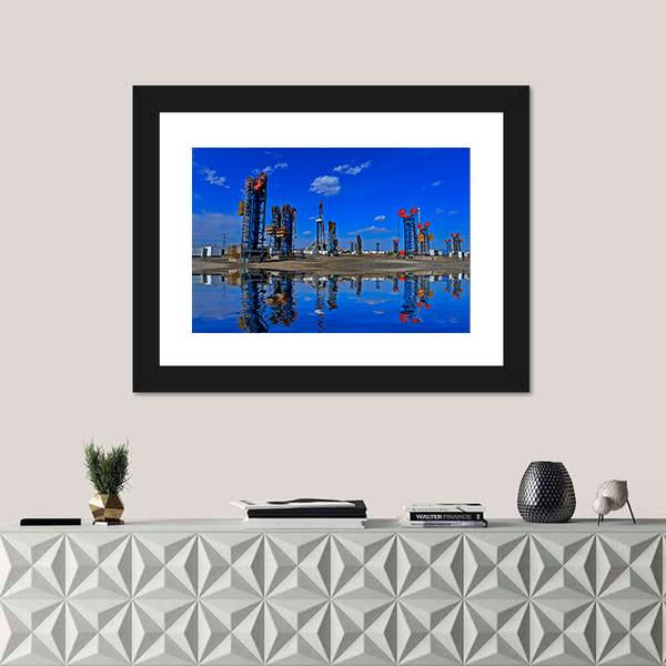 View Of The Oil Pump Canvas Wall Art-1 Piece-Framed Print-20" x 16"-Tiaracle