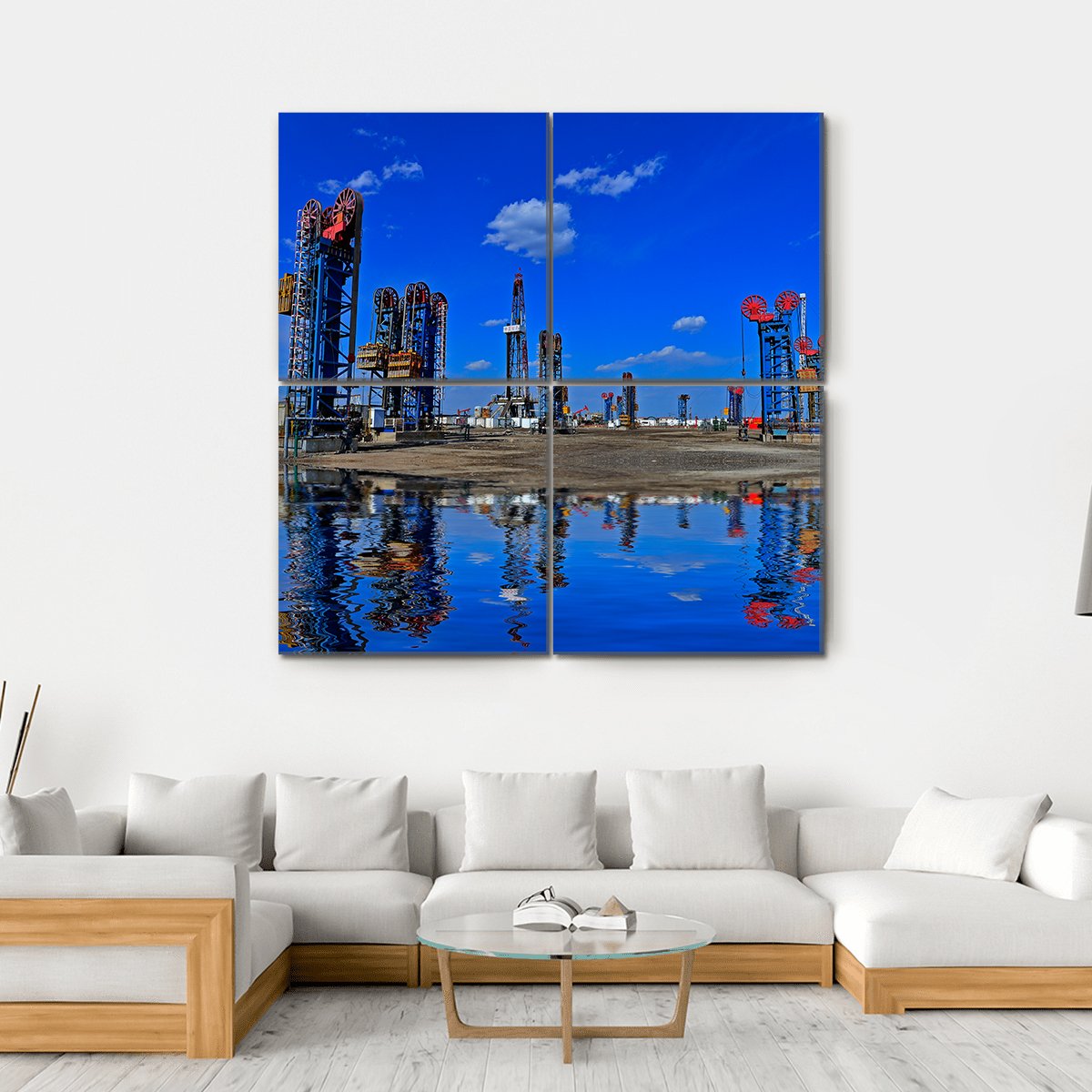 View Of The Oil Pump Canvas Wall Art-4 Square-Gallery Wrap-17" x 17"-Tiaracle