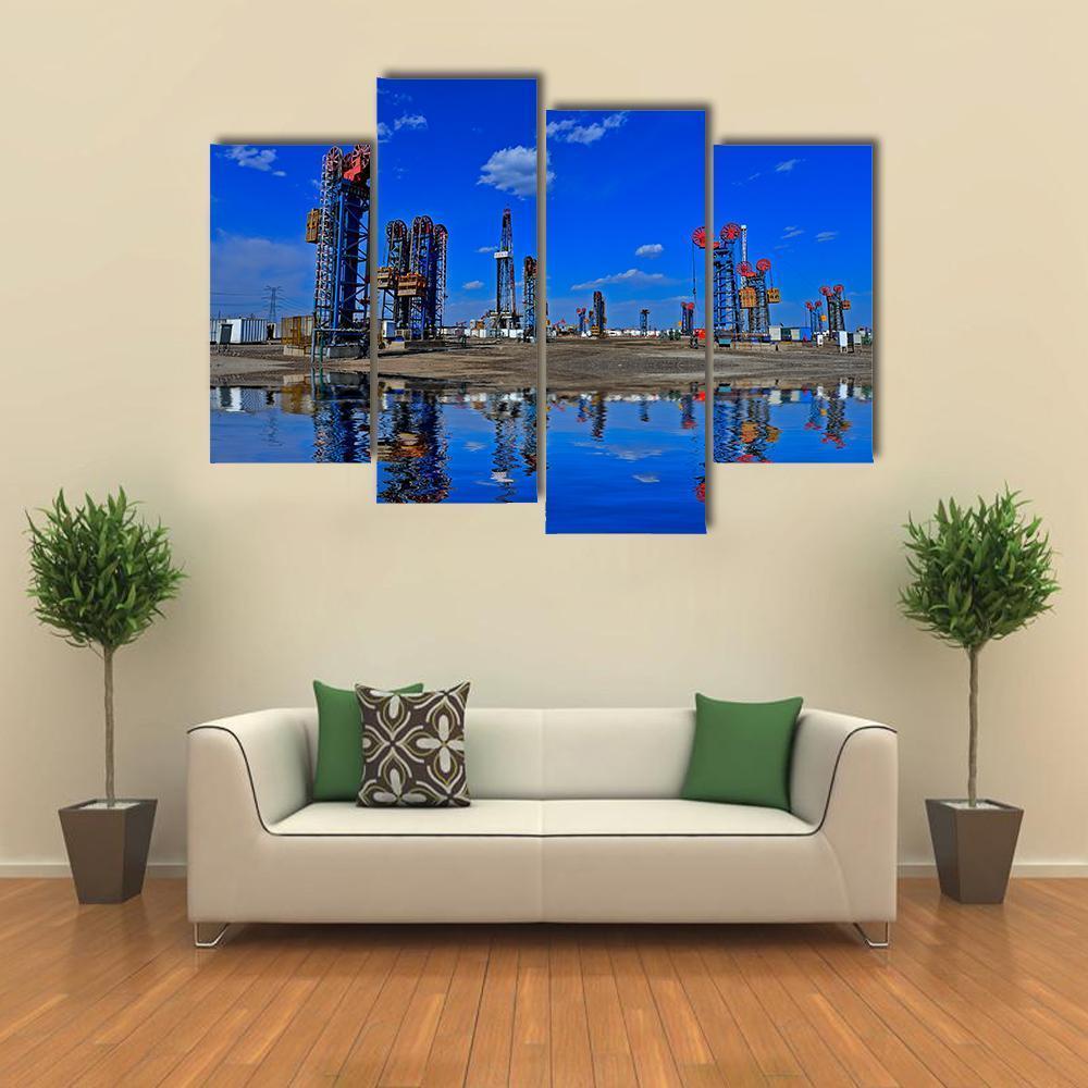 View Of The Oil Pump Canvas Wall Art-4 Pop-Gallery Wrap-50" x 32"-Tiaracle