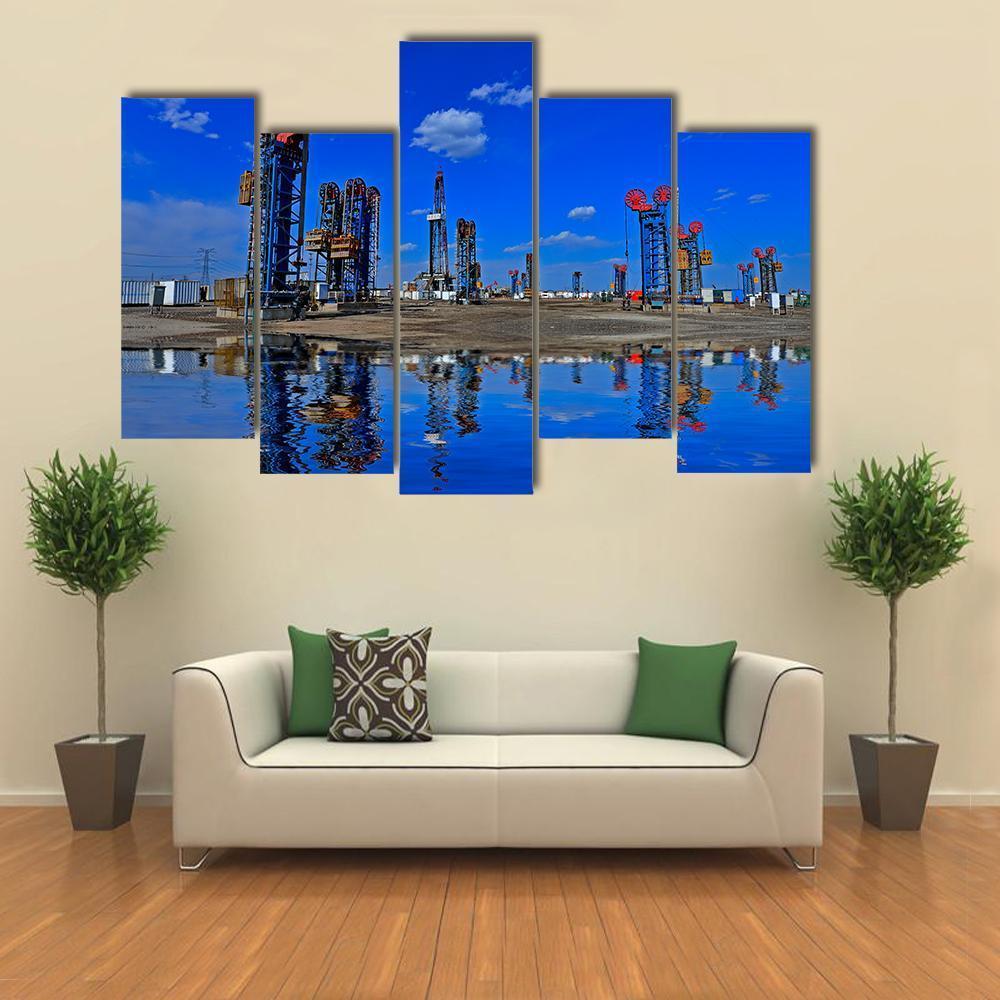 View Of The Oil Pump Canvas Wall Art-5 Pop-Gallery Wrap-47" x 32"-Tiaracle