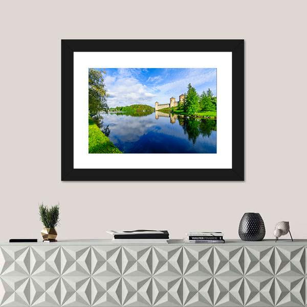 View Of The Olavinlinna Castle Canvas Wall Art-1 Piece-Framed Print-20" x 16"-Tiaracle