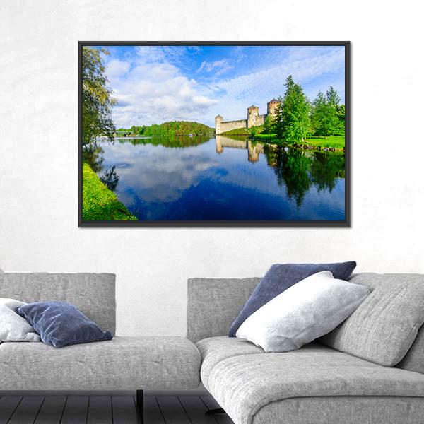 View Of The Olavinlinna Castle Canvas Wall Art-3 Horizontal-Gallery Wrap-25" x 16"-Tiaracle